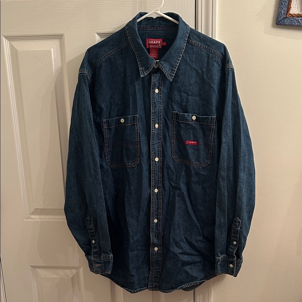 Vintage Ralph Lauren Chaps long-sleeved button-down denim shirt size Lg (men's)